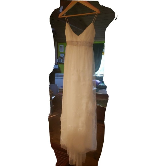 AS IS Watters Wtoo 10302 Sz 8 Bridal Street 32b Wedding Dress ivory english net - Picture 1 of 12